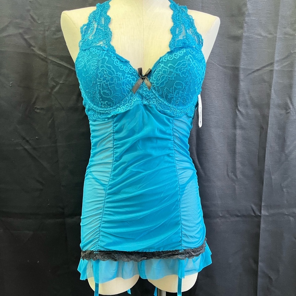 Nature Intimates Blue/Black Lingerie Set
